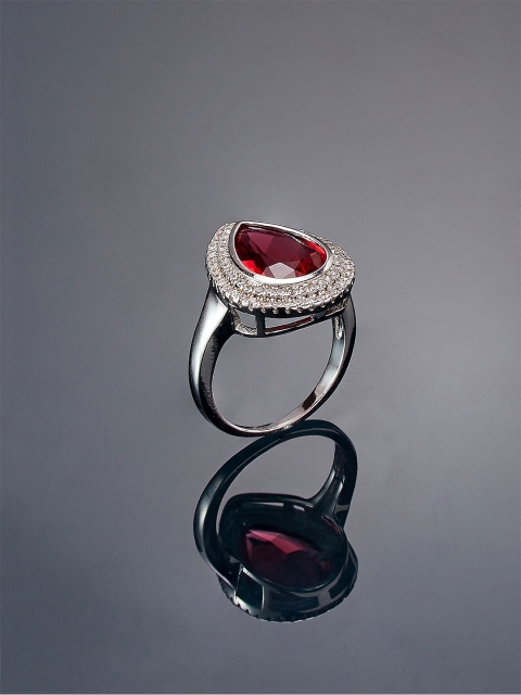 

shaze Women Pink & Silver-Toned Rhodium-Plated CZ-Studded Finger Ring