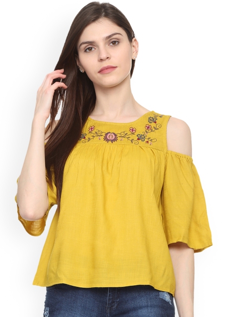 

People Women Yellow Solid Top