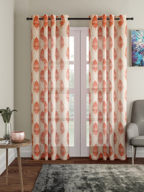 

Soumya Red Printed Sheer Long Door Curtain