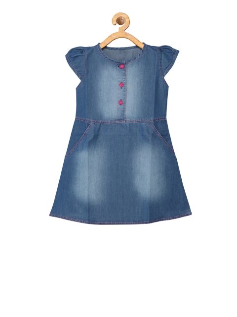 

La Bele Girls Blue Solid A-Line Dress