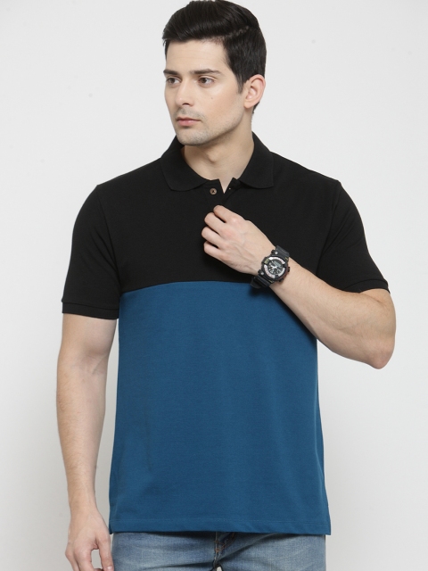 

Kalt Men Blue Colourblocked Polo Collar T-shirt