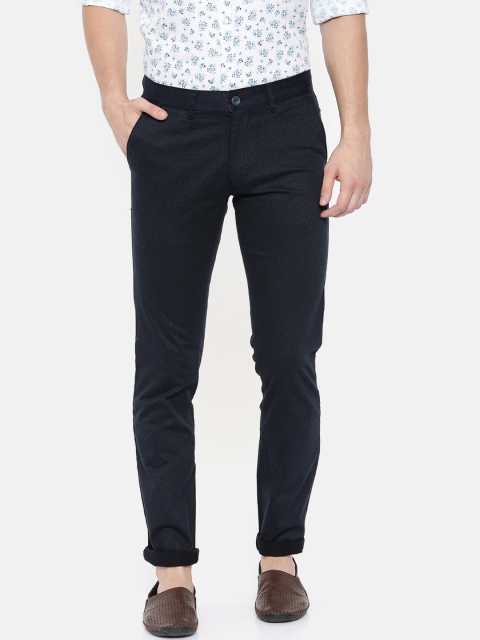 

COOL COLORS Men Navy Blue Slim Fit Solid Regular Trousers