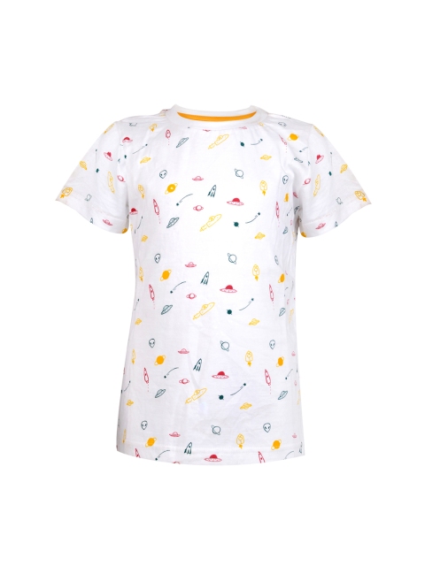 

TALES & STORIES Boys White Printed Round Neck T-shirt
