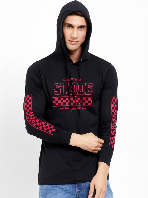 

Maniac Men Black Printed Hood T-shirt