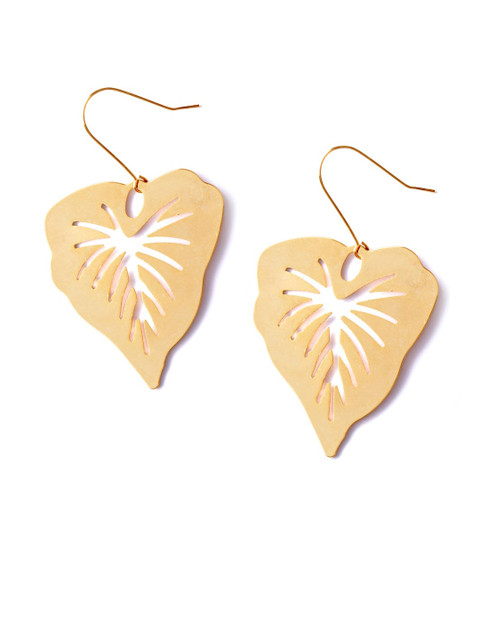 

Foxy Sperks Gold-Plated Leaf Shaped Drop Earrings