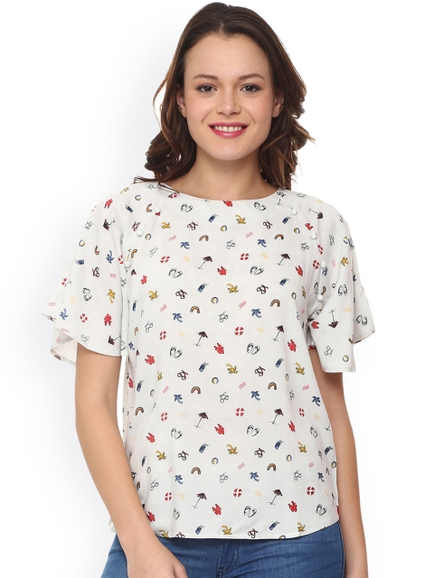 

People Women White Printed Top