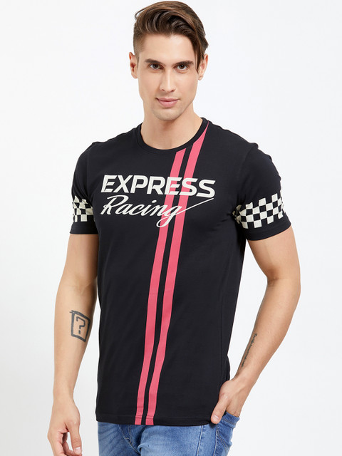 

Maniac Men Black Printed Round Neck T-shirt