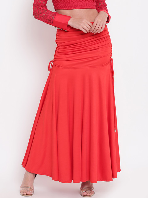 

Texco Women Red Solid Flared Maxi Skirt