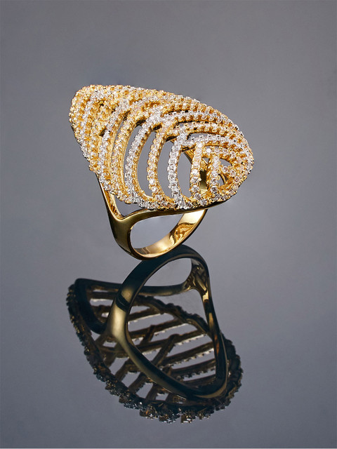 

shaze Women Gold & Rhodium-Plated CZ-Studded Finger Ring