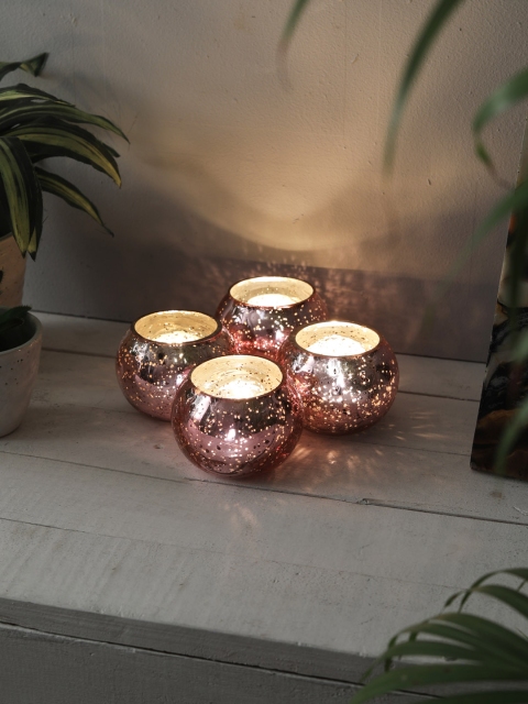

HOME DECOR INDIA Set of 4 Votive With Tea Lights, Pink