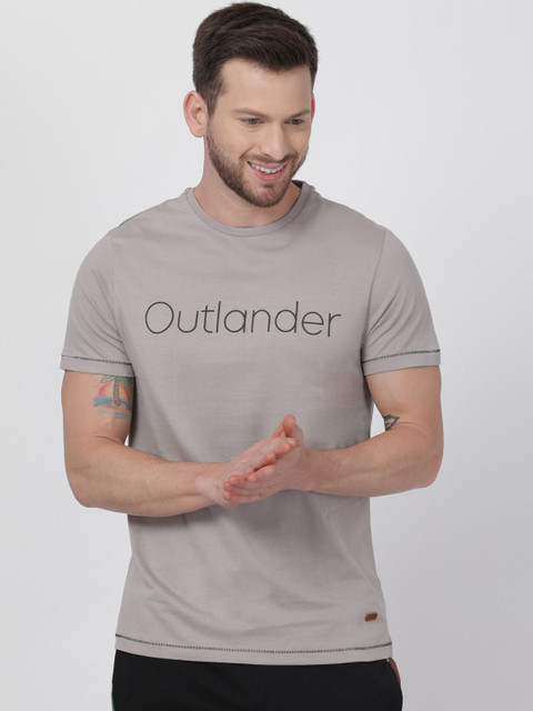 

T-Tog Men Grey Printed Round Neck T-shirt