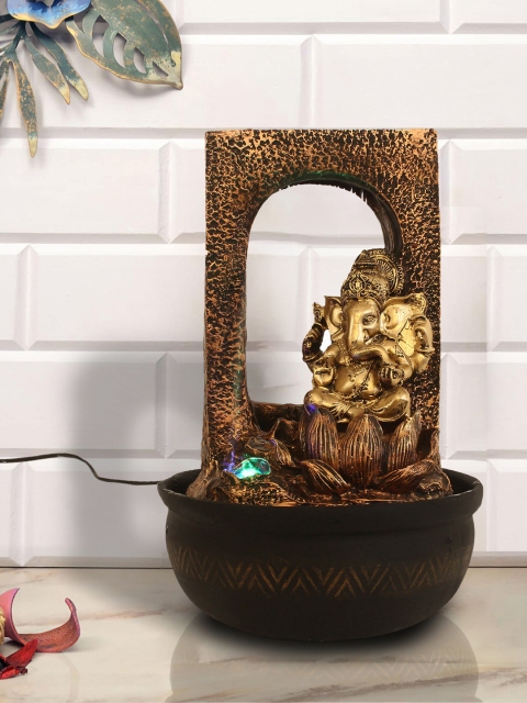 

eCraftIndia Copper-Toned & Gold-Toned Polyresin Water Fountain With LED Lights