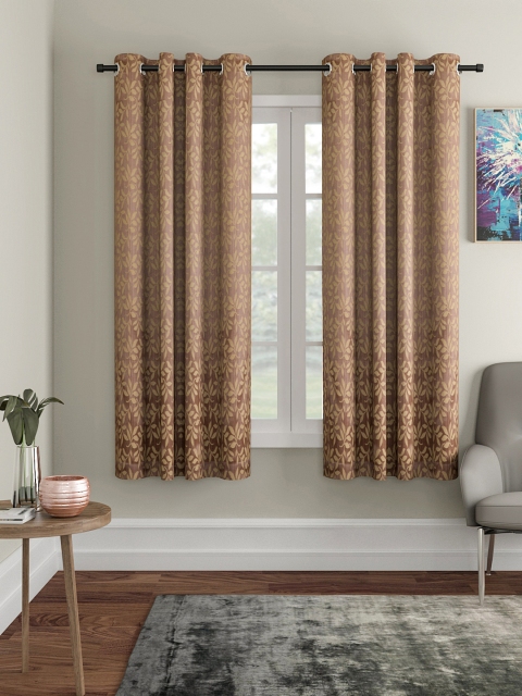 

VRINDA Set of 2 Printed Window Curtains, Coffee brown