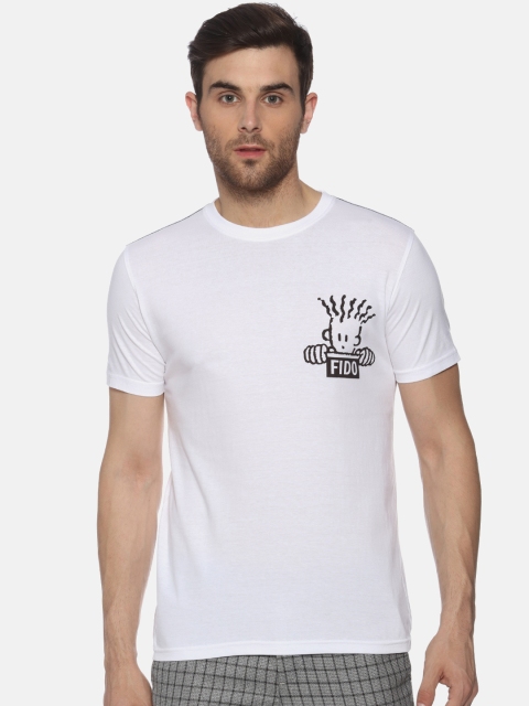 

FIDO DIDO Men White Printed Round Neck T-shirt