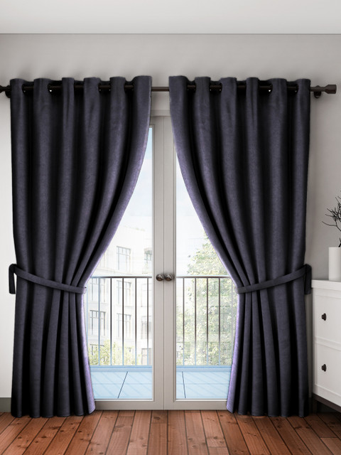 

Story@home Black Set of 2 Long Door Curtains