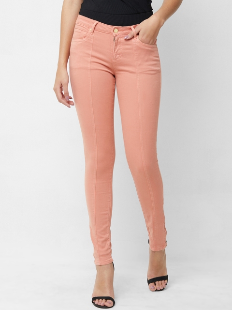 

bebe Women Peach-Coloured Regular Fit Mid-Rise Clean Look Jeans