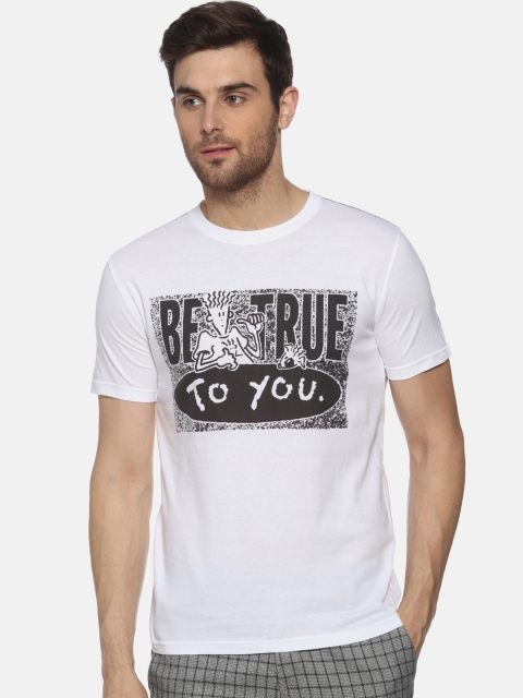 

FIDO DIDO Men White Printed Round Neck T-shirt