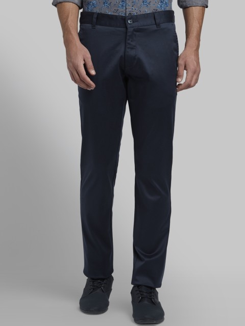 

Parx Men Navy Blue Tapered Fit Solid Regular Trousers