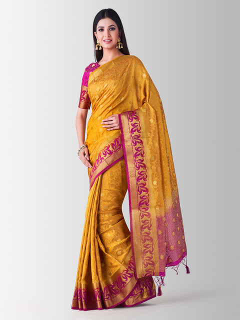 

MIMOSA Mustard Art Silk Woven Design Kanjeevaram Saree