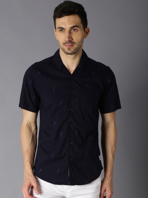 

Bene Kleed Men Navy Blue Slim Fit Printed Casual Shirt