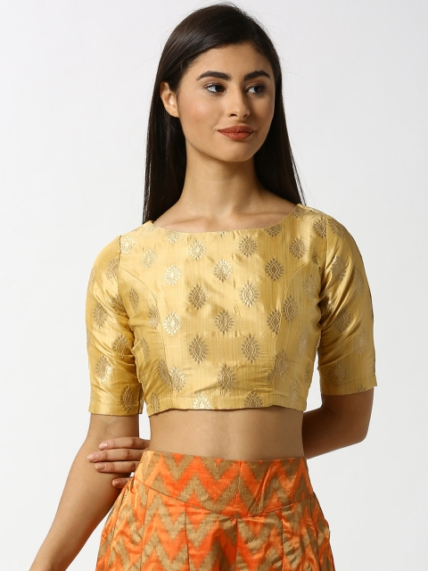 

De Moza Women Beige Printed Fitted Crop Top