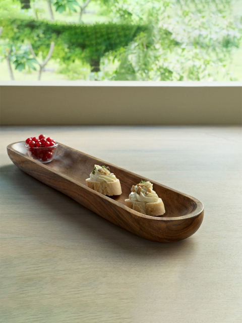 

ellementry Brown Textured Wooden Platter