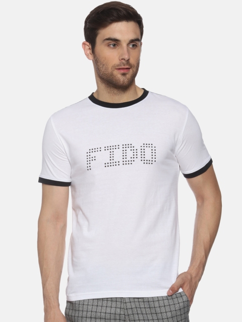 

FIDO DIDO Men White Printed Round Neck T-shirt