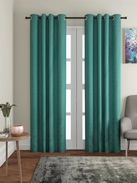 

VRINDA Set of 2 Long Door Curtains, Turquoise blue