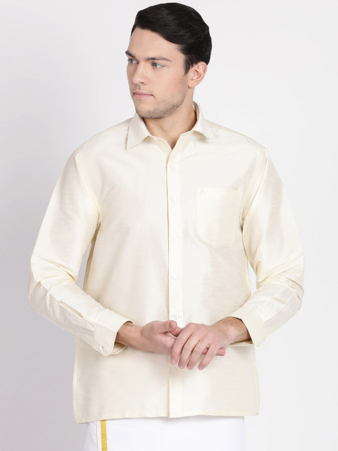 

Khoday Williams Men Cream-Coloured Regular Fit Solid Semiformal Shirt