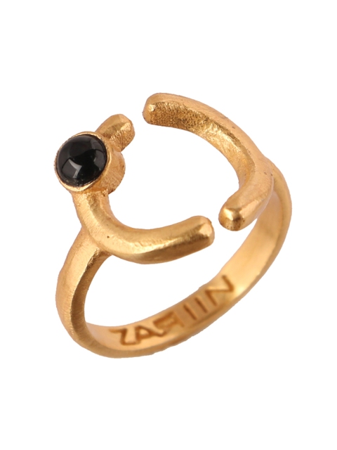 

Zariin Women 22 Karat Gold-Plated & Black Adjustable Ring