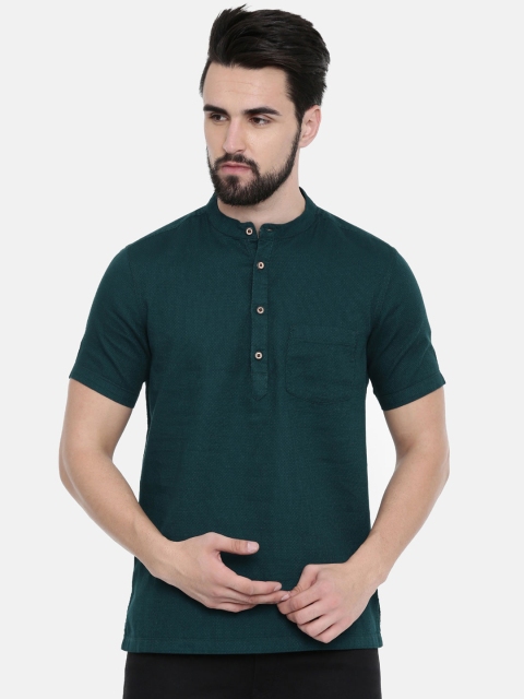 IMYOUNG Men Olive Green Slim Fit Self Design Casual Shirt