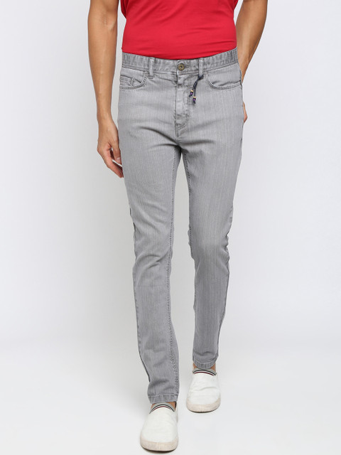 

Breakbounce Men Grey Skinny Fit Solid Regular Trousers