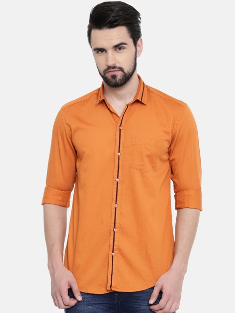 

CINOCCI Men Orange Slim Fit Solid Casual Shirt