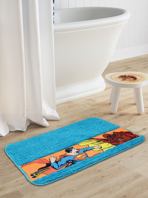 

Saral Home Kids Turquoise Blue Superman Printed Microfibre Anti-Skid Bath Rug
