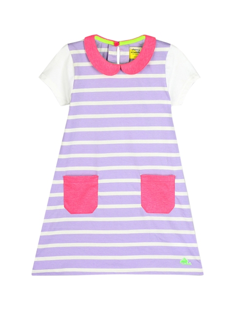 

Cherry Crumble Girls Mauve Striped T-shirt Dress