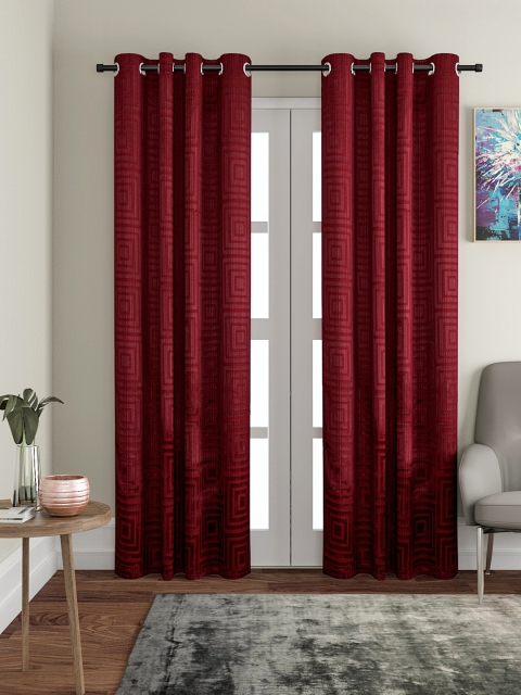 

VRINDA Red Set of 2 Long Door Curtains
