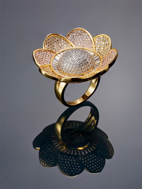 

shaze Women Gold & Rhodium-Plated CZ-Studded Finger Ring