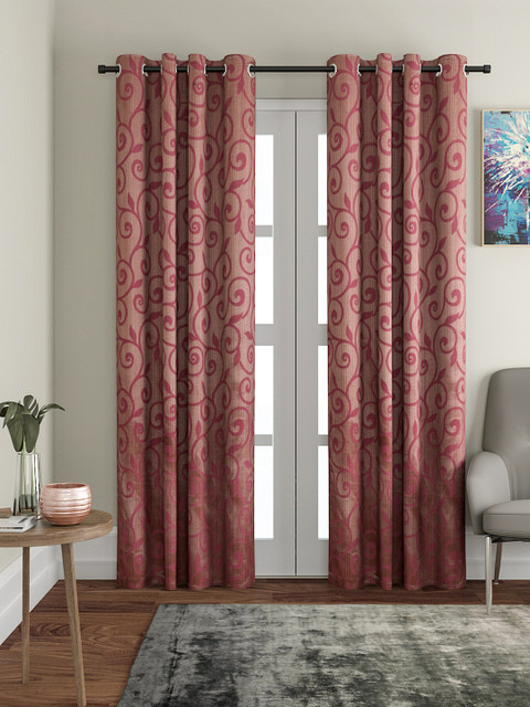 

VRINDA Pink & Brown Single Door Curtains
