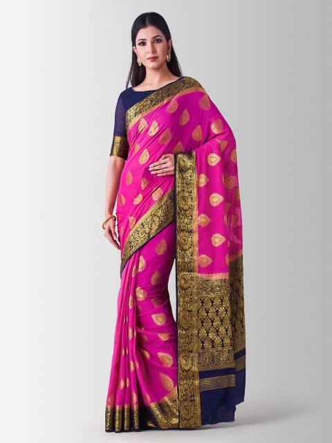 

MIMOSA Pink Poly Chiffon Woven Design Kanjeevaram Saree