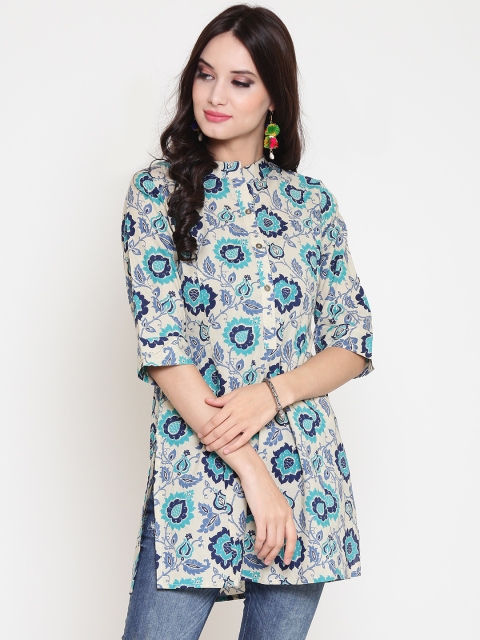 

Sera Off-White & Blue Printed Tunic