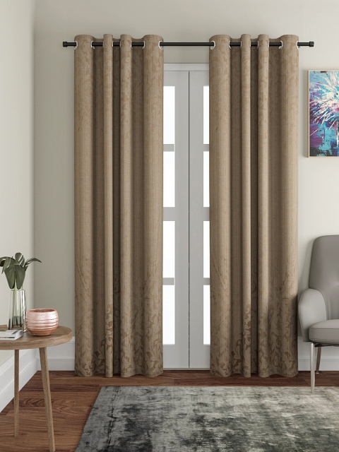 

VRINDA Set of 2 Long Door Curtains, Beige