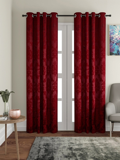 

VRINDA Red Set of 2 Long Door Curtains