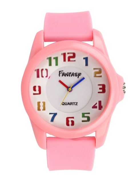 

Fantasy World Unisex White & Pink Analogue Watch FW-9011-PK