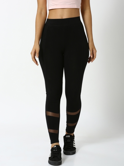 

De Moza Women Black Solid Ankle-Length Tights