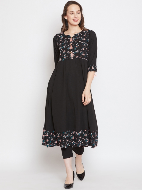 

One of a Kind Women Black Printed Anarkali Kurta