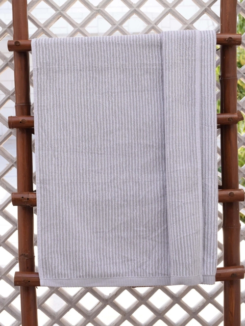 

Avira Home Unisex Grey Striped 500 GSM Cotton Bath Towel