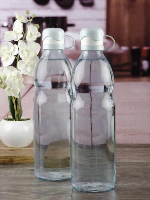

GOODHOMES Set of 2 Blue Glass Water Bottles