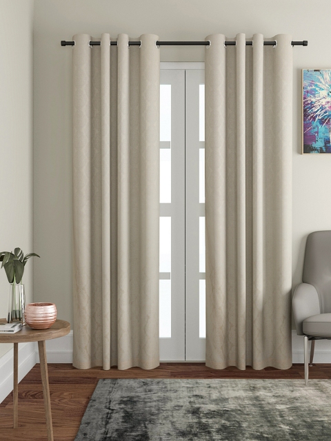 

VRINDA Cream-Coloured Set of 2 Long Door Curtains