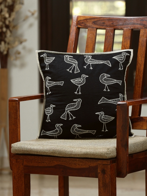 

ExclusiveLane Black & Off-White Single Handstitched Square Cushion Cover