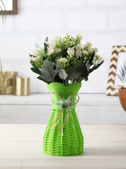 

FOLIYAJ Set of 2 Artifical Flower Bunches With 1 Vase, Green